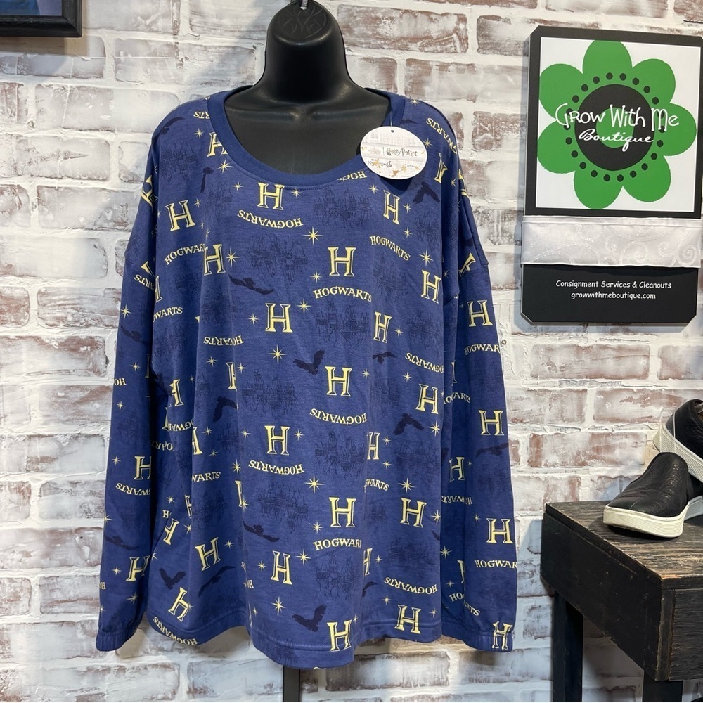 Warner Bros. Blue and Yellow Hogwarts Sleepwear top XL